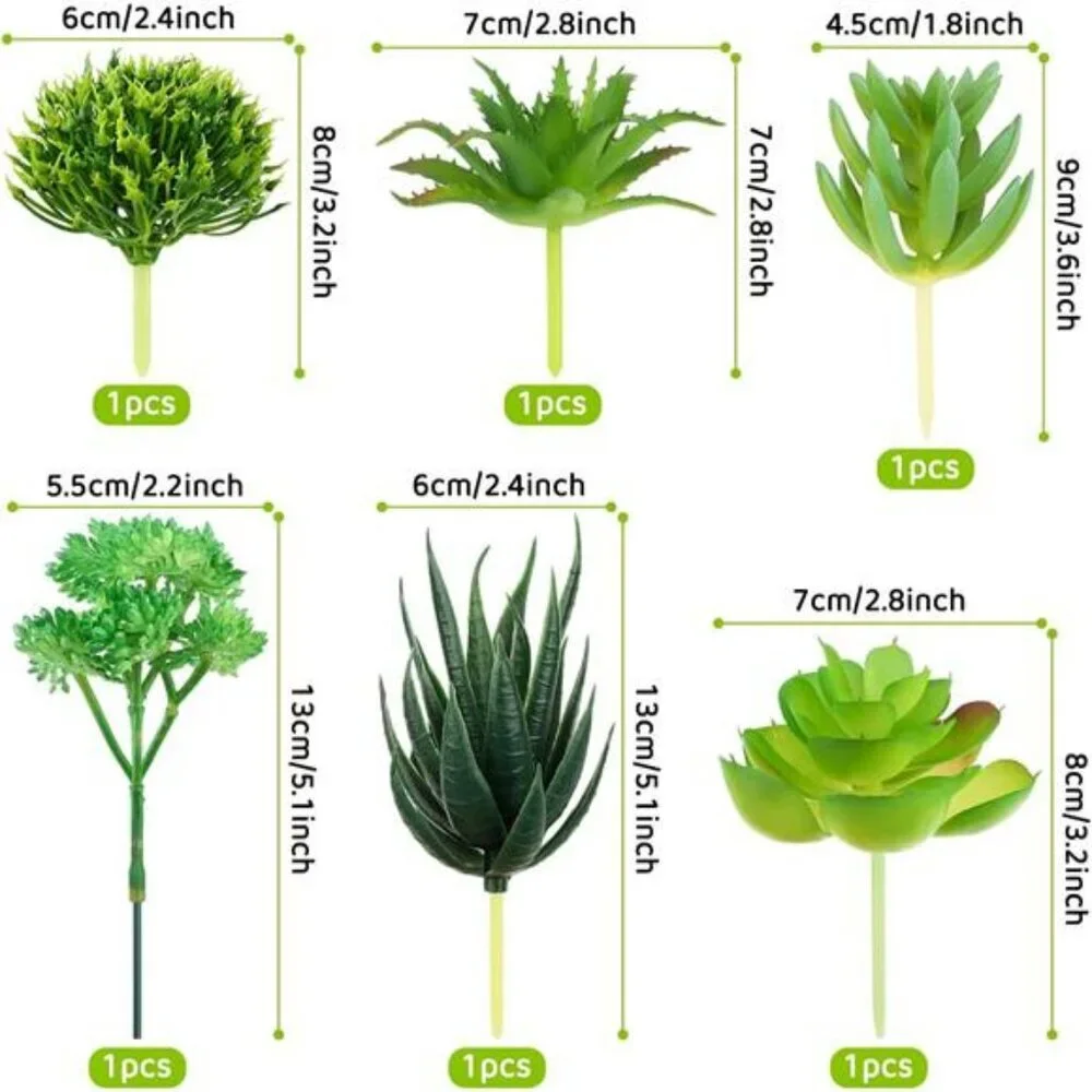 6pcs mini artificial succulent plants bulk fake greenery for diy craft home deco